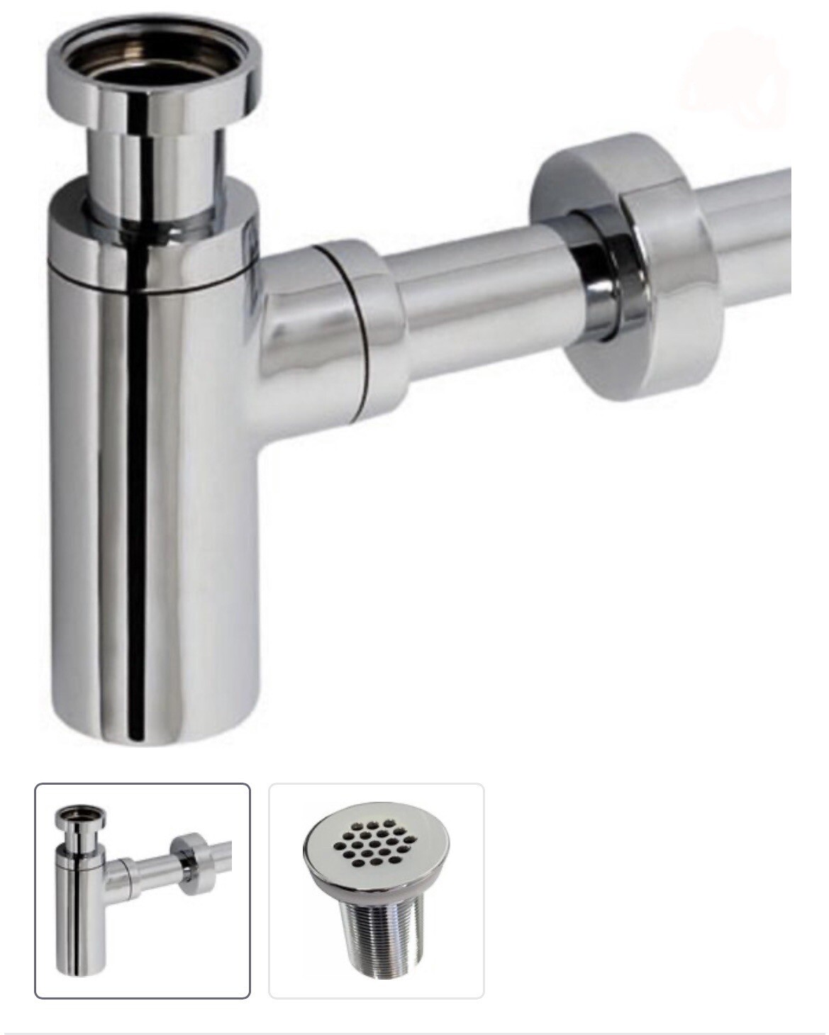 Design Siphon Sifon 1 1/4" chrom mit Beckenventil