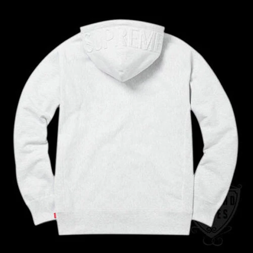 SWEAT SHIRT À CAPUCHE LOGO EN RELIEF SUPREME FLAMBANT NEUF GRIS M MOYEN