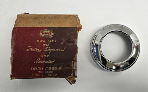 1950 Plymouth Steering Wheel Hub Chrome Cover 1319916 NOS - Picture 3 of 8