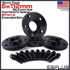 [4] 15mm Thick Mercedes 5x112mm CB 66.6 Wheel Spacer Kit 14x1.5 Bolts Included