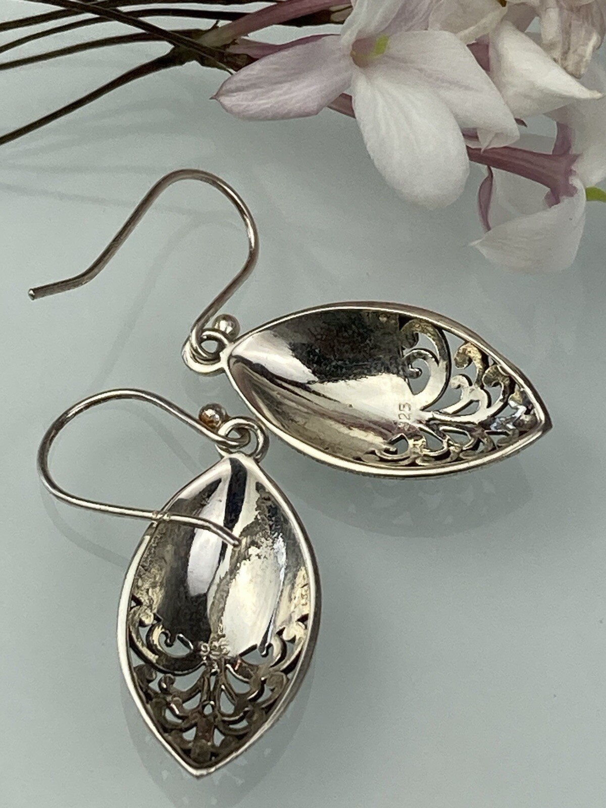 Sterling 925 Solid Silver Drop/Dangle Leaf  Earri… - image 7