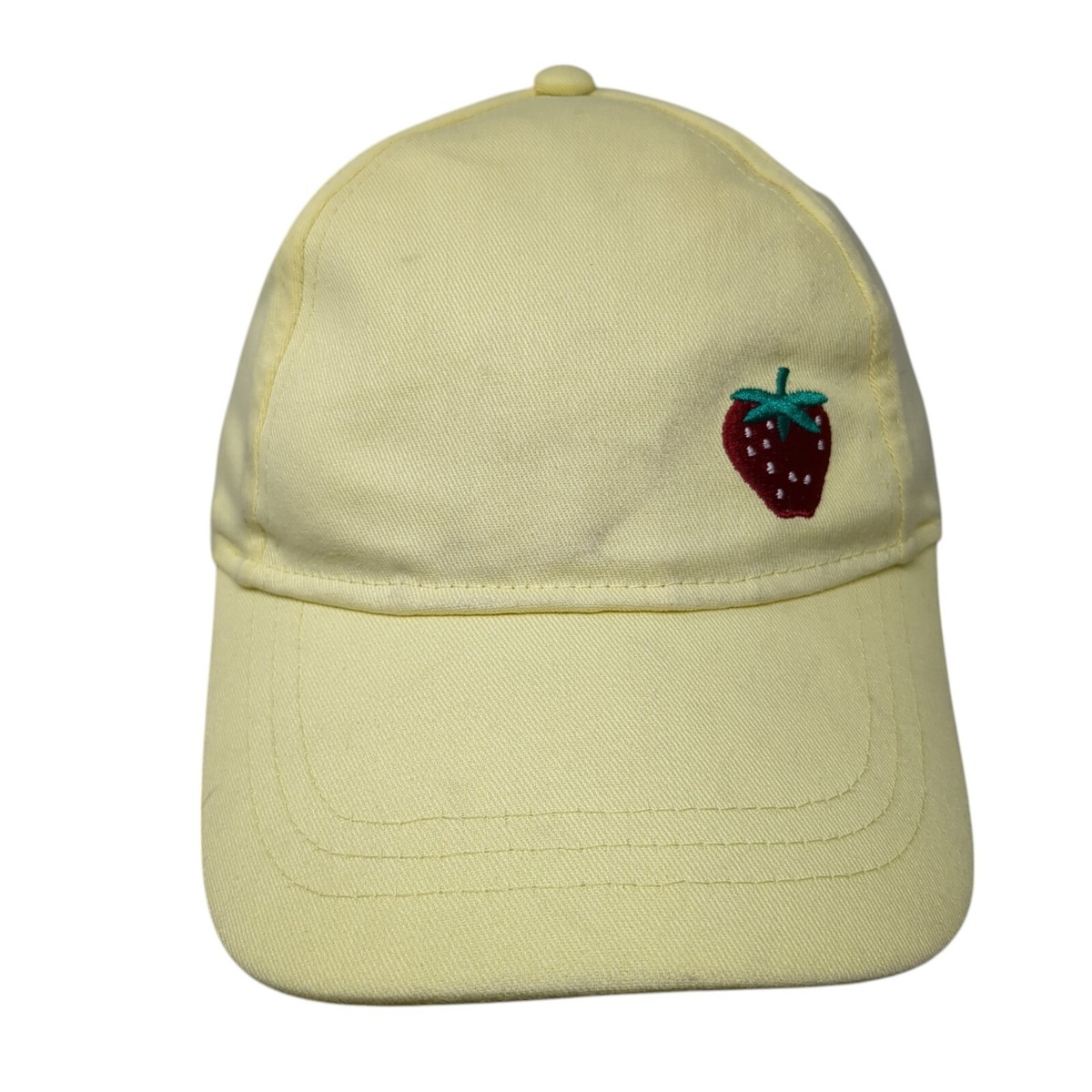 Strawberry Strapback Hat Yellow One Size Adjustable Embroidered