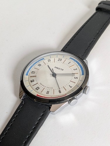 Raketa 24h Polar – Orologio Meccanico Manuale Russo – Quadrante 24 Ore – Grade B - Foto 3 di 7