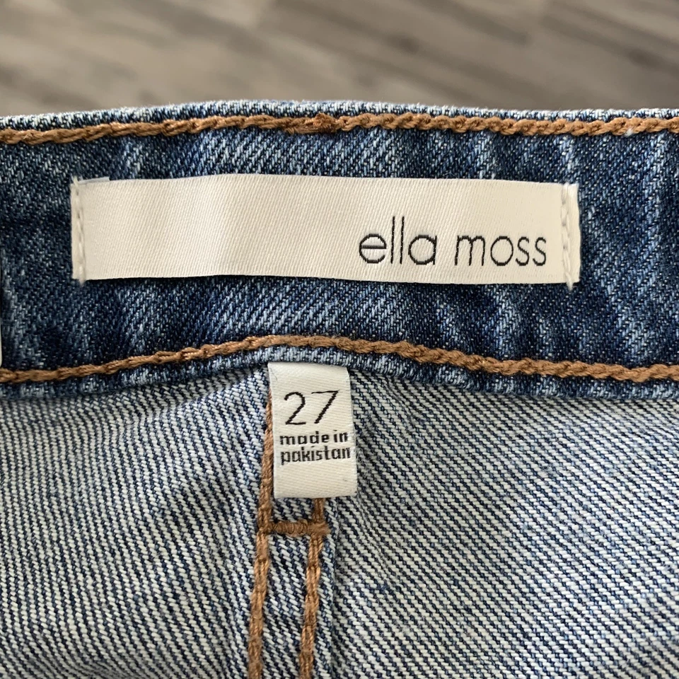 Falda Ella Moss Mujer Talla 27 Cintura Alta Denim Envejecido Mini GWEN NUEVA $99 Foto 2 de 4