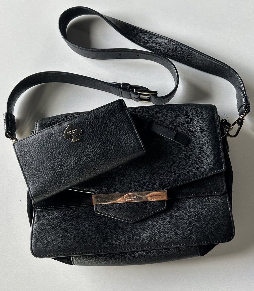 Kate Spade NY Vintage Black Leather & Suede Gold/ Purse  display picture 1