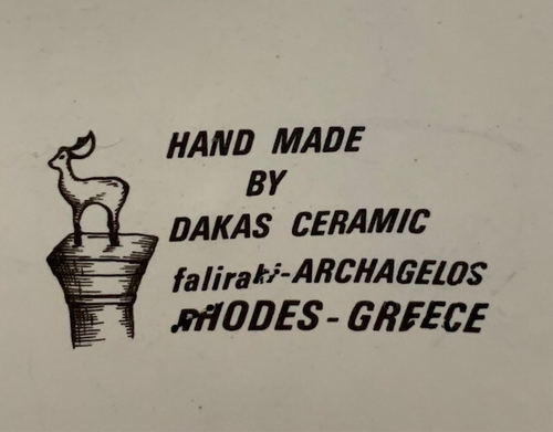 Dakas Plate Art Studio Rhodes Greece Deer Hand painted Colbalt Blue VTG Greek - Picture 7 of 15