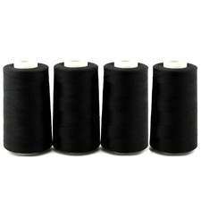 4 Cones Black Spun Polyester Sewing Thread - 4 X 5000 Yards
