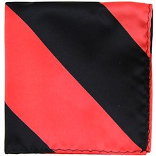 New men's polyester stripes pocket square hankie handkerchief coral black formal