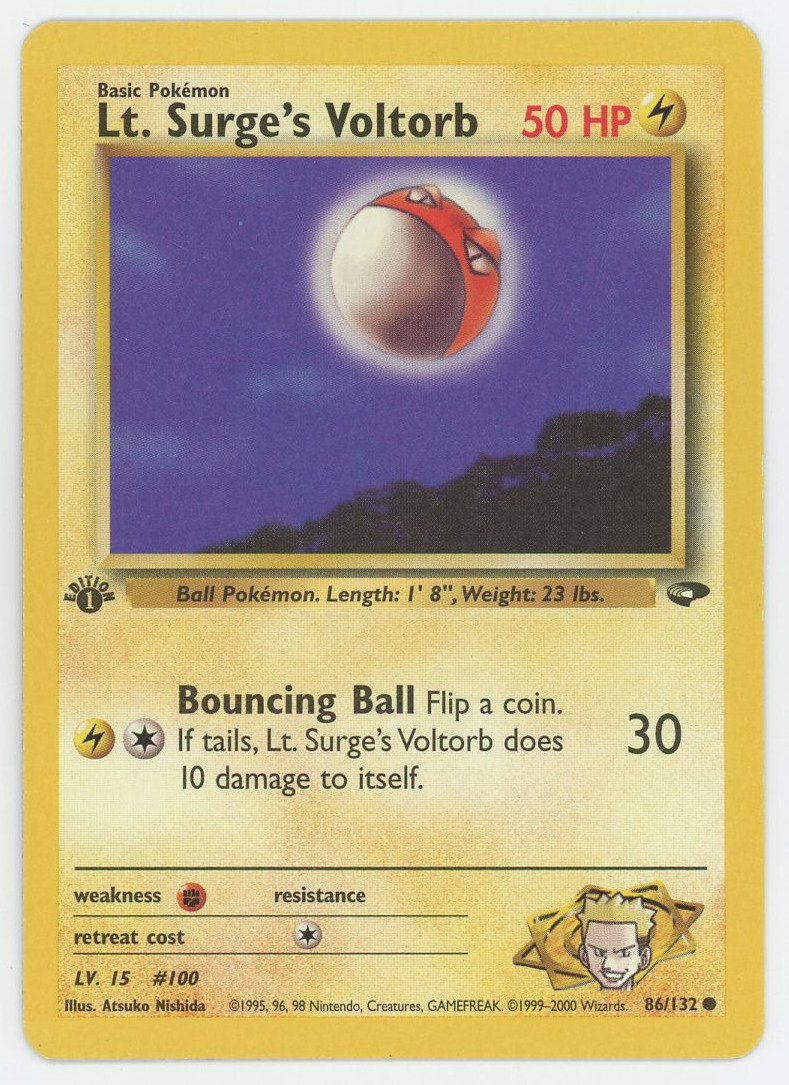 Lt. Surge's Voltorb 2000 Pokemon TCG Gym Challenge 1st Edition #86/132 -  2000 - US