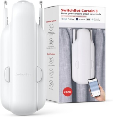 SwitchBot Curtain 3 Smart Automatischer Gardinenöffner App Bluetooth Steuerung, U-Schiene
