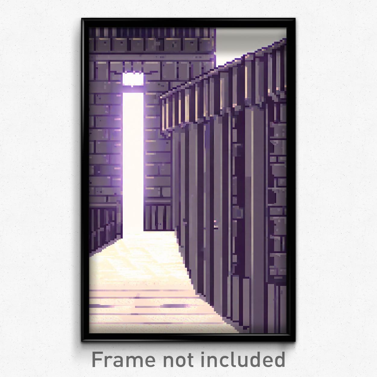 8-Bit Psychedelic Pixel Art Battlements Video Game Poster