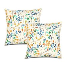 Throw Pillow Covers Set of 2, Watercolor 18" x 18" Pack of 2 Colorful Leaves