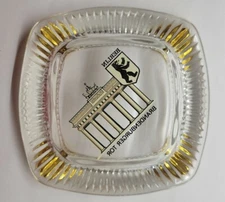 Souvenir Brandenburger Tor Berlin Glass Ashtray With Gold Accents