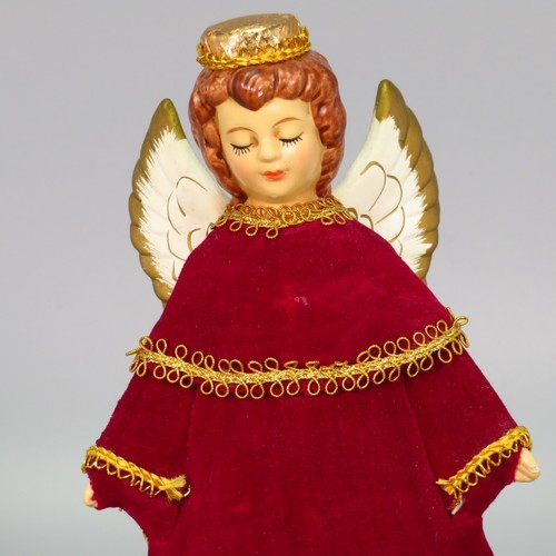 Caja de Música Ángel Giratoria Flocada Cerámica Giratoria Borgoña Sankyo Japón - Imagen 7 de 20
