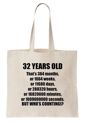 Lustige Tragetasche Shopper zum 32. Geburtstag Geschenk clever zweiunddreißig Sekunden 32 cool alt