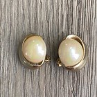 Vintage Faux Pearl Clip-on Gold Tone Earrings — photo 2