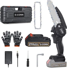 6 Inch 21V Battery Powered Handheld Cordless Electric Chainsaw for Wood Cutting