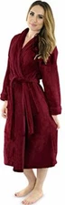Women Fleece Bath Robe Plush Shawl Collar Spa Robe Soft  Fluffy Lot NY Threads