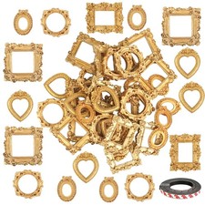 110 Pcs Gold Vintage Resin Picture Frame Bulk Photography DIY Small Frame Ant...