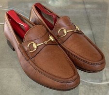 GUCCI Classic Brown Leather Horse bit Loafers Shoes Men’s Size 8 1/2 D