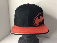Six Flags Dc Comics Batman Snapback Black Hat Red Chrome Bill Preowned