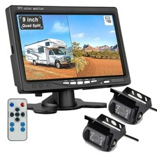 HD 7" Quad Monitor 4ch IR CCD Backup Camera For Truck Caravan RV Bus Rear View