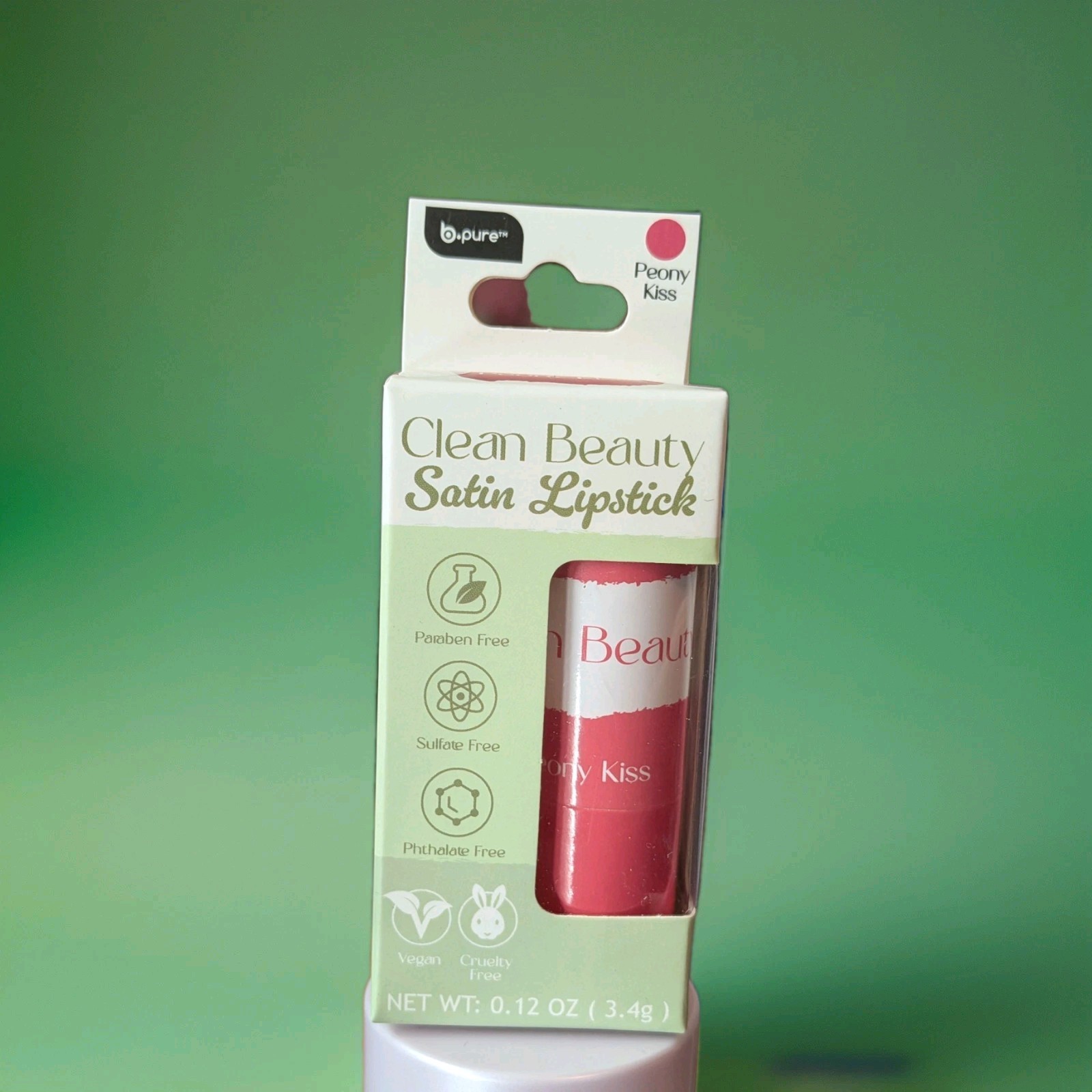 4 b.pure Clean Beauty Satin Lipstick 0.12 oz - Peony Kiss