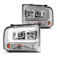 Headlight Set Chrome Projector Ford F-250 F-350 F-450 F-550 Super Duty 2005-2007