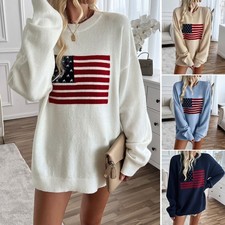 Womens Casual Loose Yarn-dyed Independence Da...
