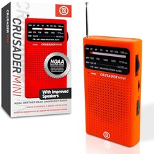  Upgraded 72HRS CRUSADER MINI NOAA/AM/FM Emergency Weather Radio, Powered by