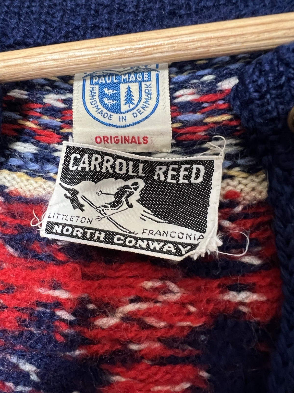 Vintage Paul Mage Carroll Reed 100percent Wool Hand Knit Denmark Nordic Ski Cardigan image 4