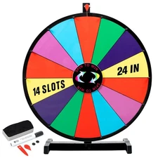 24 inches Spinning Prize Wheel, 14 Slots Tabletop Spinner - Heavy Duty Roulet...