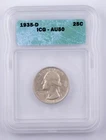 Certified 1935-D Silver Washington Quarter ICG AU50 Semi Key Date 25c