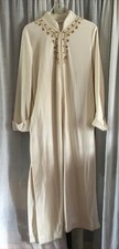 VTG Kayser Long Sleeved Fleece Robe Ivory Zip Up Pockets Sz. XL USA Made Design