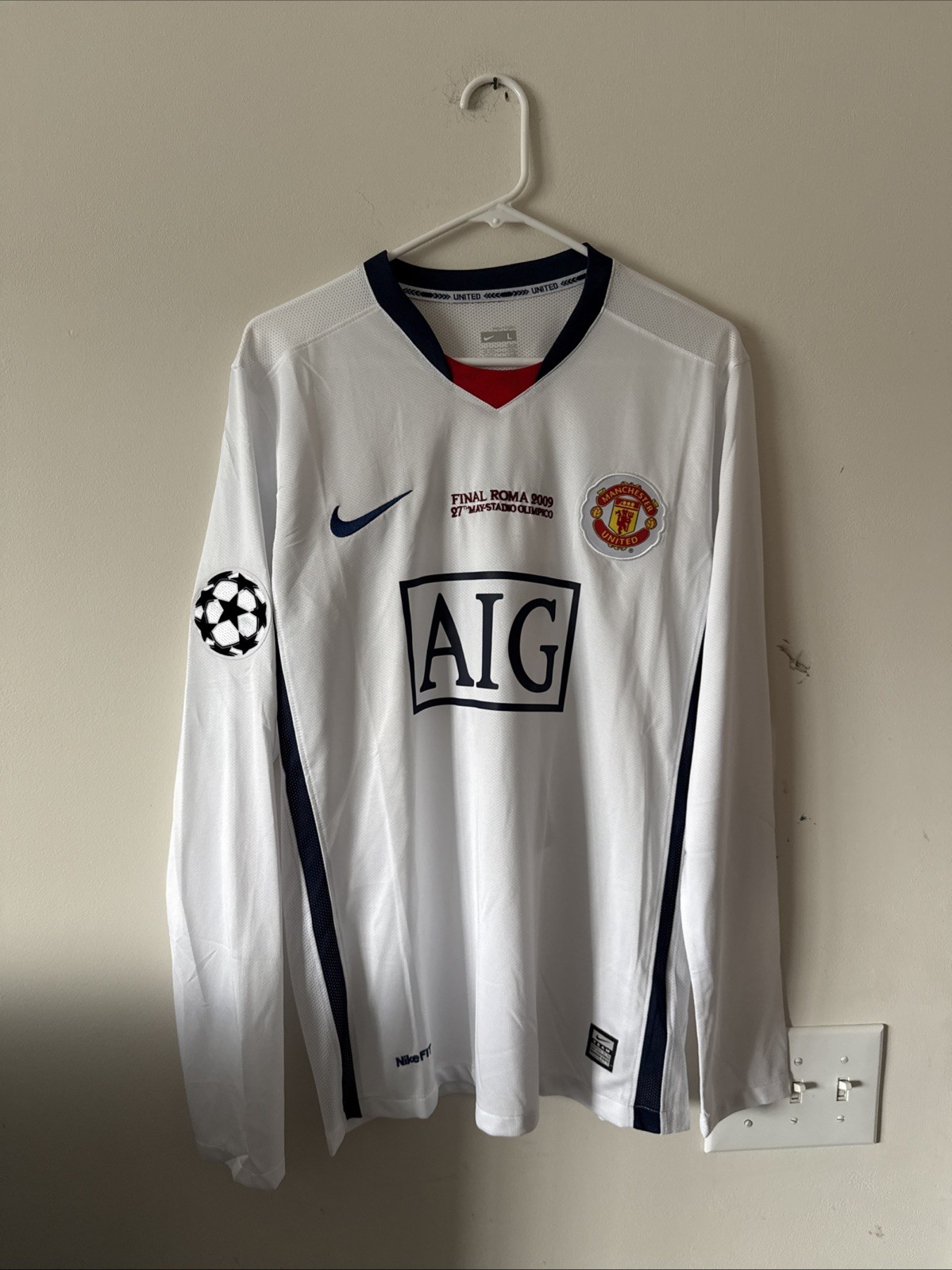 Men’s Nike Cristiano Ronaldo #7 Man U UEFA Final 2008/09 Jersey Sz L - RARE