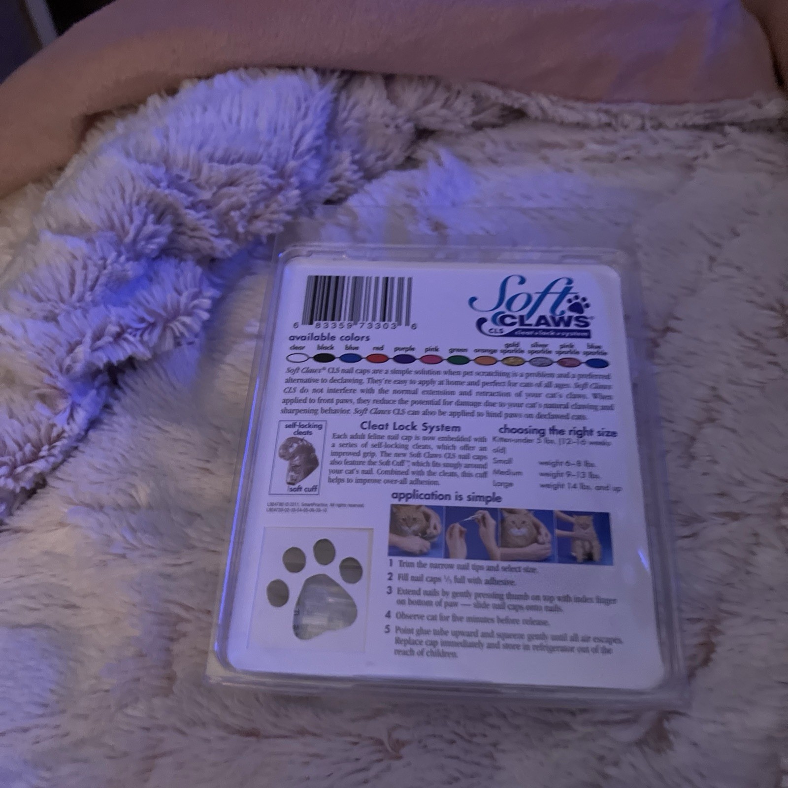 Soft Claws, Nail Caps for Cats, Medium, Blue, 40 ct, 2 Tubes Of Adhesive