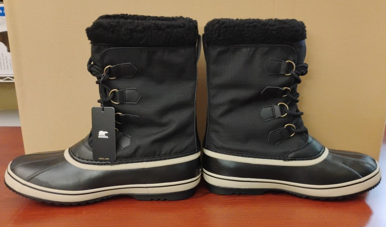 Sorel 1964 Pac Nylon Waterproof Lace-Up Snow Boots Black Men's Size 12