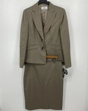 Le Suit 2-Piece Suit Jacket & Skirt Women's Size 12 Taupe Brown Beige New NWT