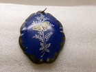 Bavaria Porcelain Pendant Yellow Butterfly Handgemalt Colbalt Blue Silver Fern — photo 3