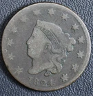 1824 Coronet Large Cent Ch VG