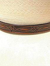 Hat Band 1/2" Carved Leather Brown with Tie Ends