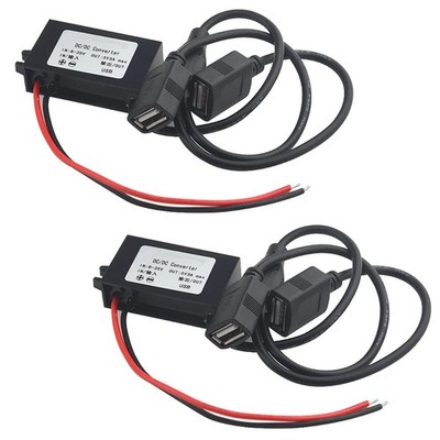 DC-DC Buck Converter Module 2 PCS 3A 12V 24V to 5V Power with Micro USB