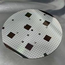 4 Inch Silicon Wafer With Interesting Die Pattern, Silver/Black Hue, As Pictured