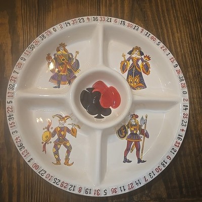 King of Hearts Chip & Dip Serving Dish Divider Party Tray Casino Cards Roulette