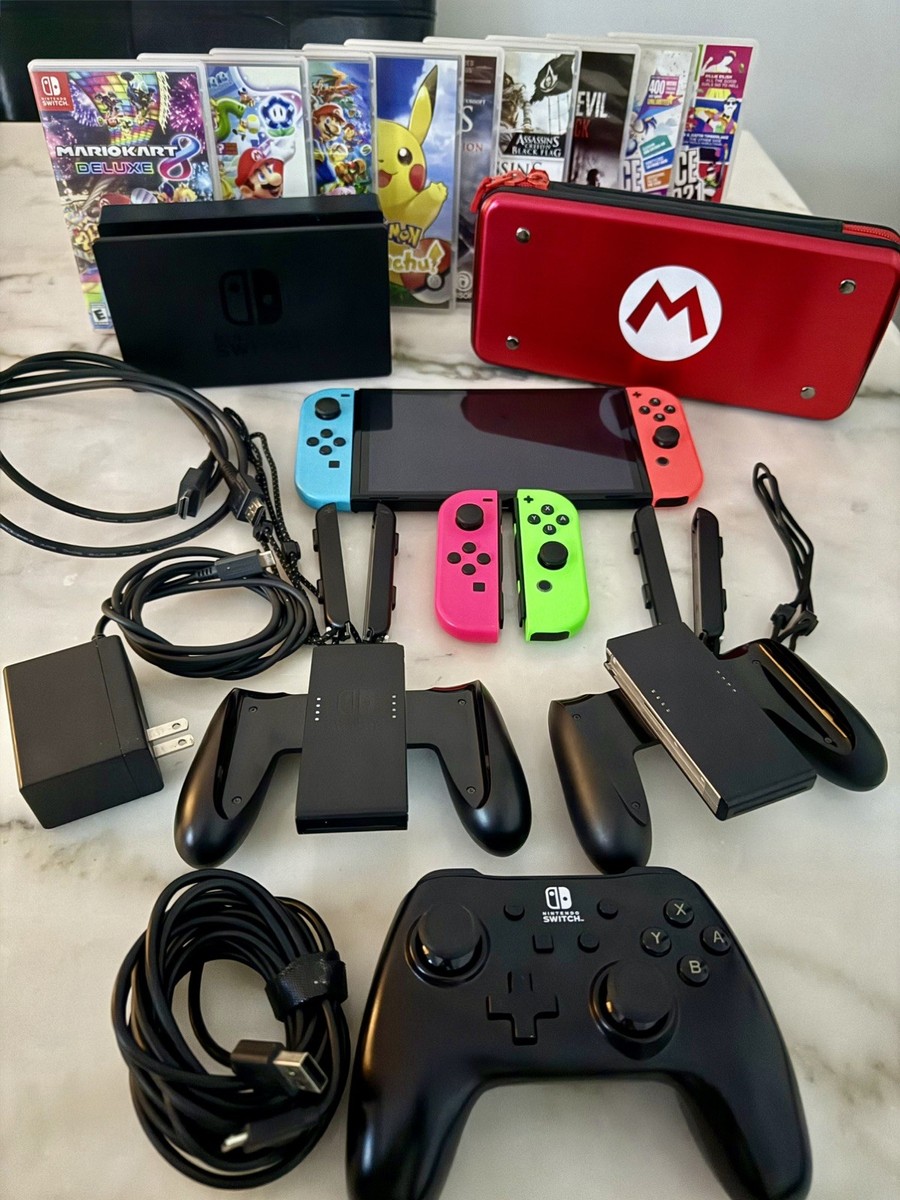 Nintendo Switch OLED 4-Player Bundle – 9 Games (Mario Wonder