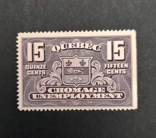 Canada Quebec Unemployment Stamp. 1934 MNG. 15c