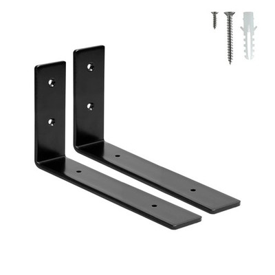 2 Pack Shelf Brackets 8 Inch L Brackets Heavy Duty Metal 8x4x1.4 Black