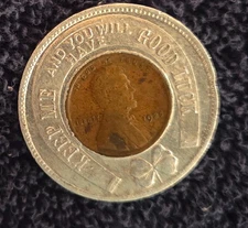 1925 Encased Wheat Penny Euclid Clothes Shop $5.00 Off Euclid Arcade OH