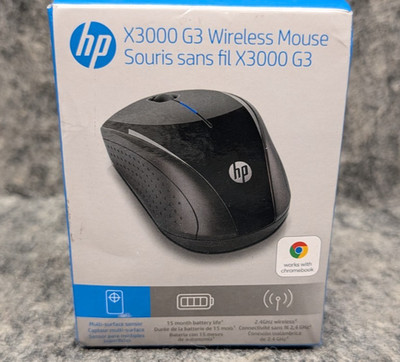 HP - X3000 G3 Wireless Optical Ambidextrous Mouse - Wireless - Jet Black  New 