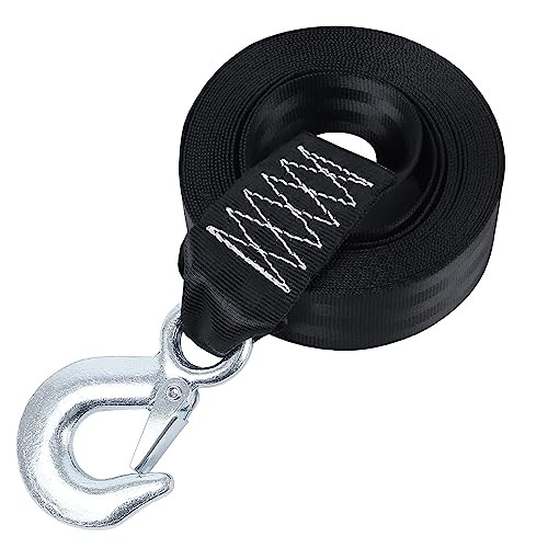 Boat Winch Strap with Safety Snap Hook 2" x 20 Ft for Pontoon/Bass/Fishing 